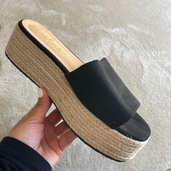 Lulus Black Suede Espadrilles Platform Sandals - Picture 6 of 7